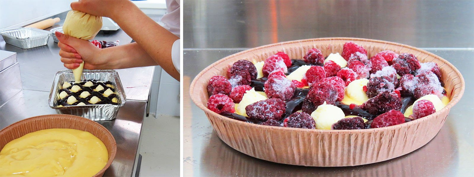 Пластовые пироги  с творожной начинкой и свежими ягодам.